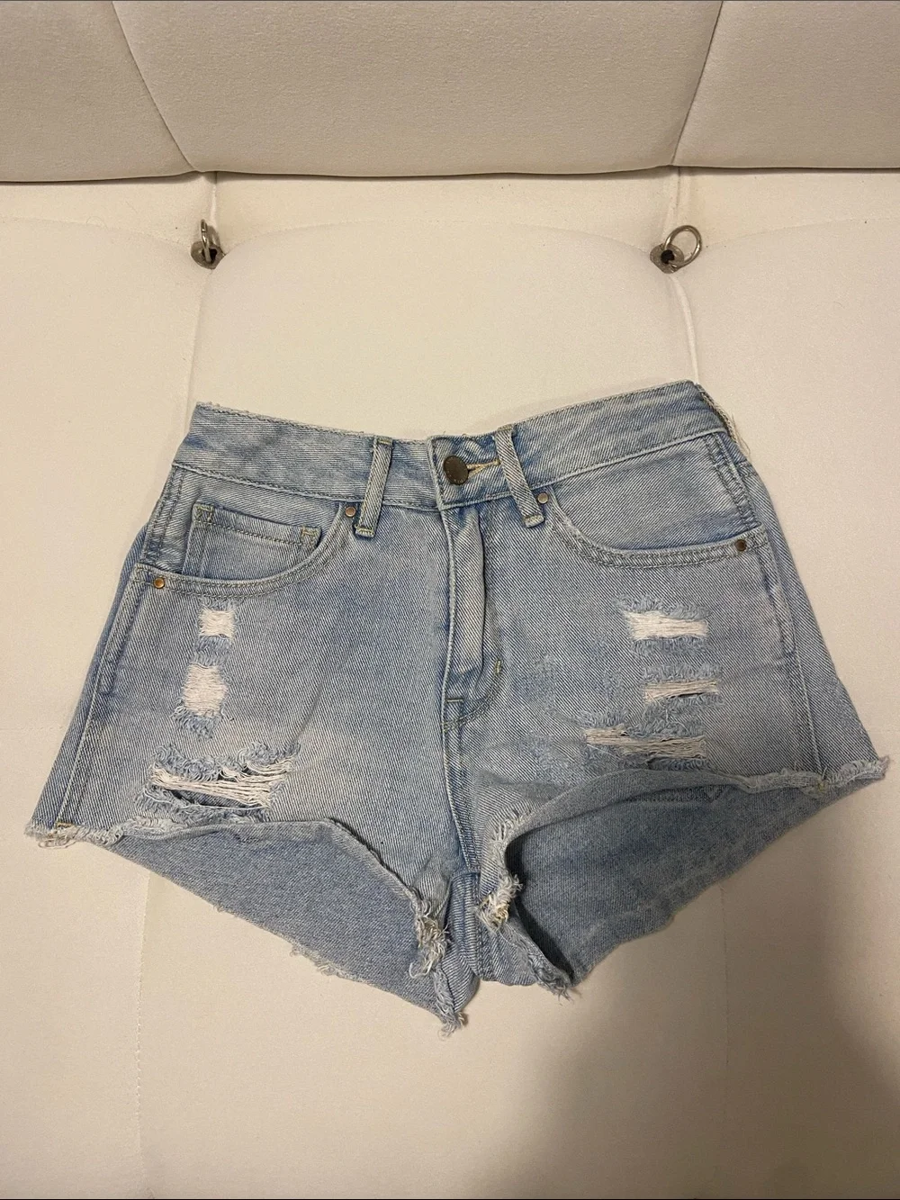 Light Wash Distressed Denim Shorts